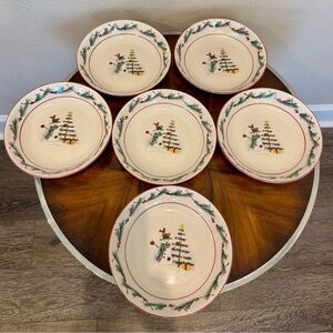 6 Faberware Holiday Snowman #4380 Christmas Bowl Set of 6  8”